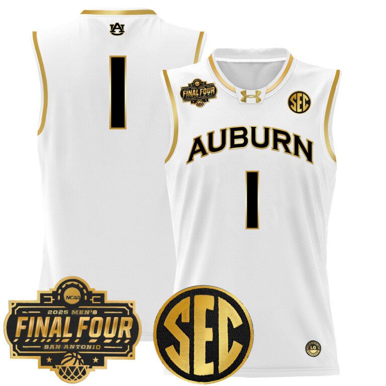 Men Auburn Tigers #1 white 2025 Final Four Patch Lightweight  NCAA Jerseys->ncaa teams->NCAA Jersey
